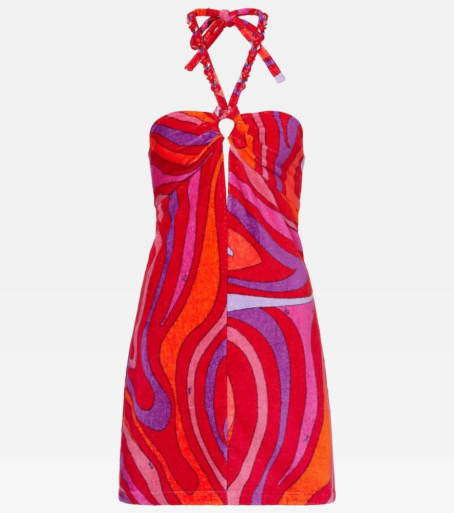 pucci marmo embellished cotton terry minidress