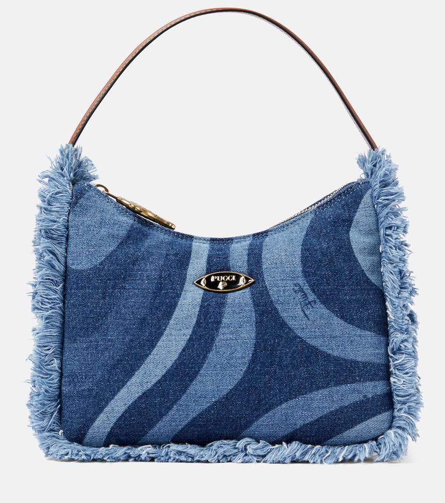 pucci marmo fringed denim shoulder bag