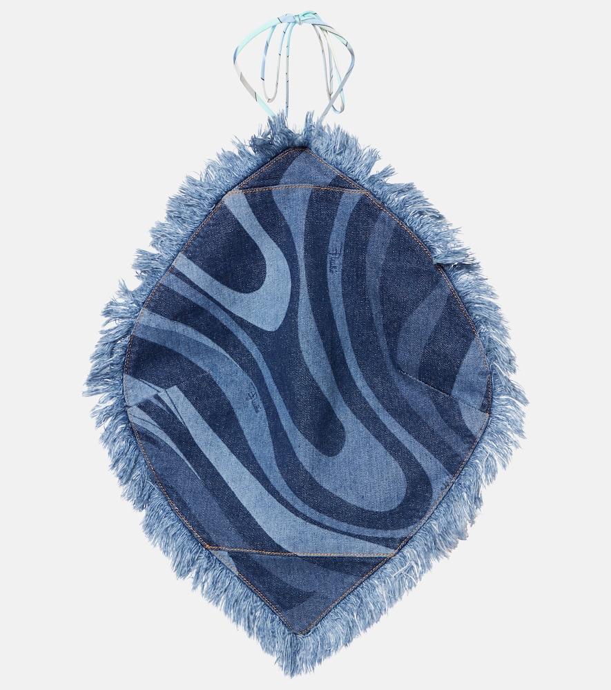 pucci marmo halterneck denim top