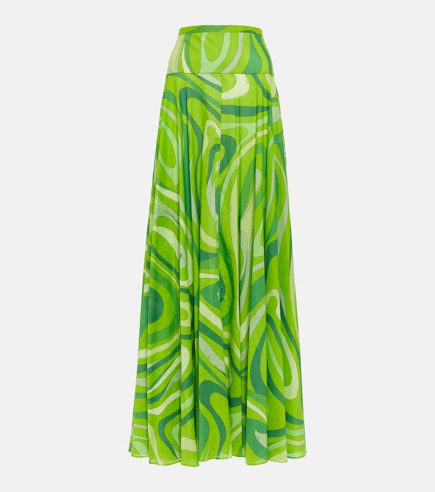 pucci marmo pleated cotton muslin maxi skirt