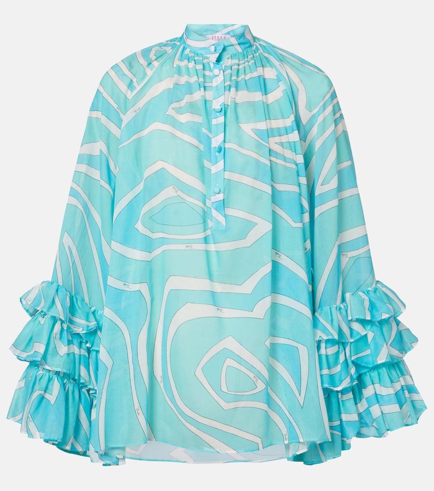 pucci marmo ruffled cotton blouse