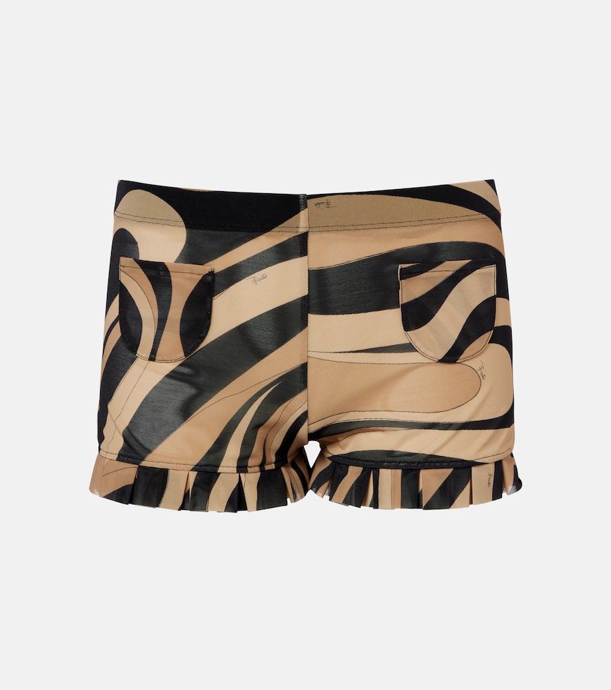 pucci marmo ruffled mesh shorts