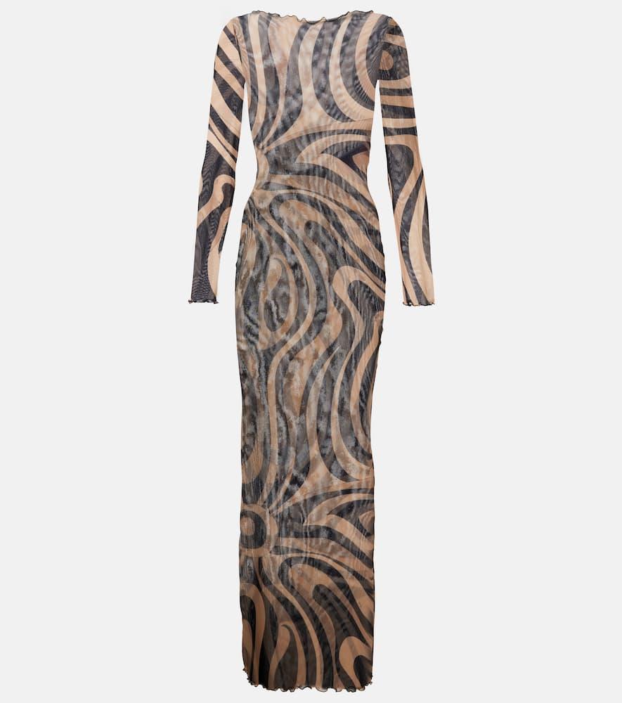 pucci marmo sheer mesh maxi dress