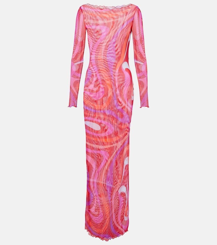 pucci marmo sheer tulle maxi dress