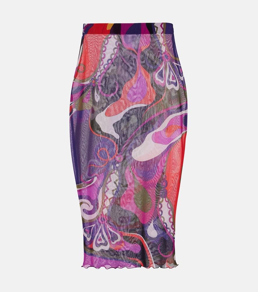 pucci orchidee mesh pencil skirt