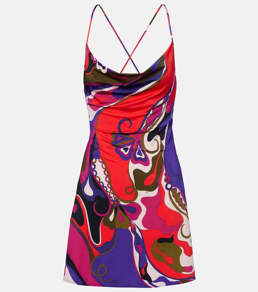 pucci orchidee satin jersey minidress
