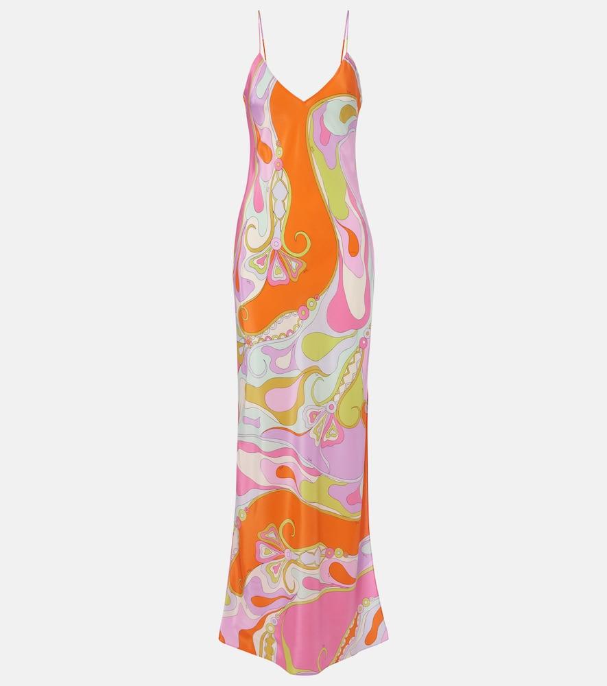 pucci orchidee silk twill maxi dress