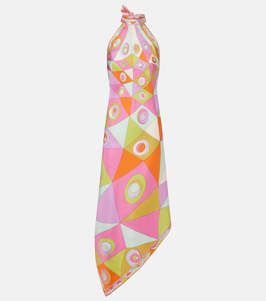 pucci orchidee silk twill midi dress