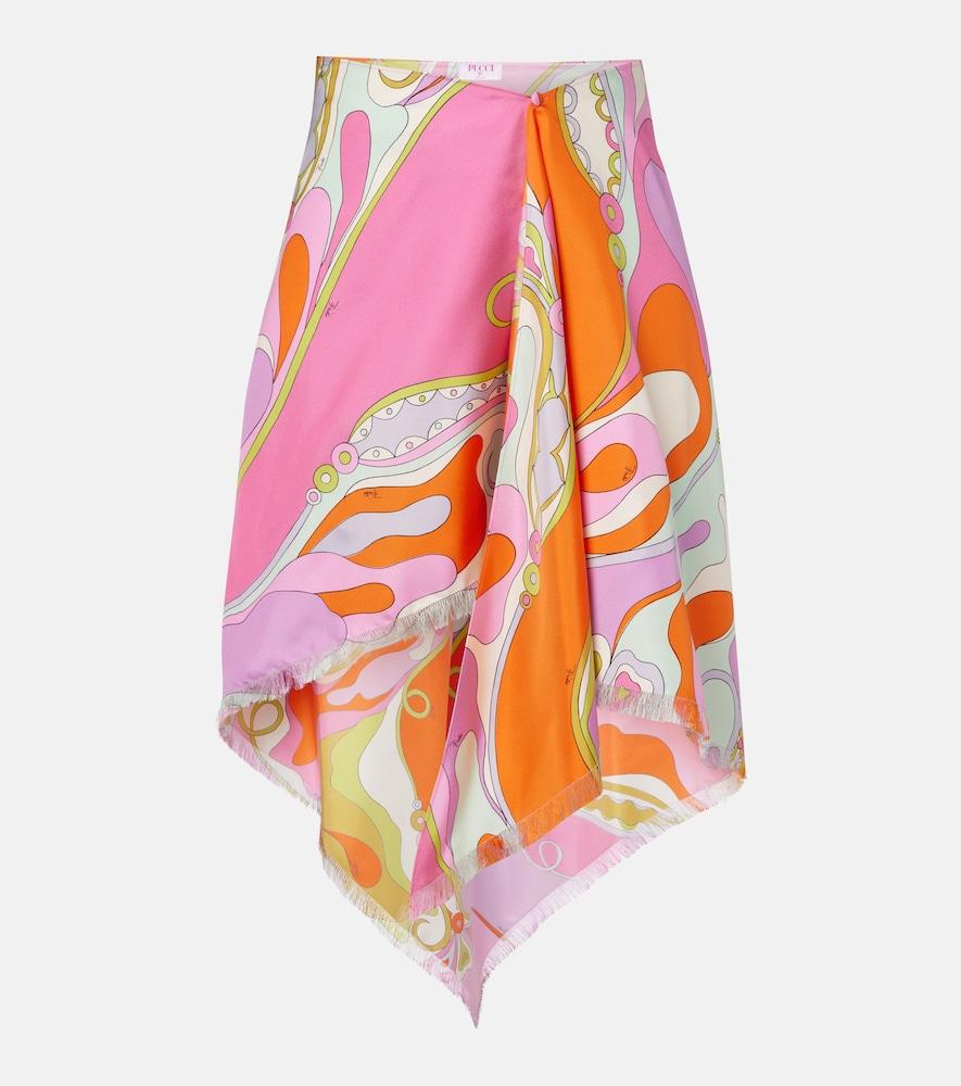 pucci orchidee silk twill midi skirt