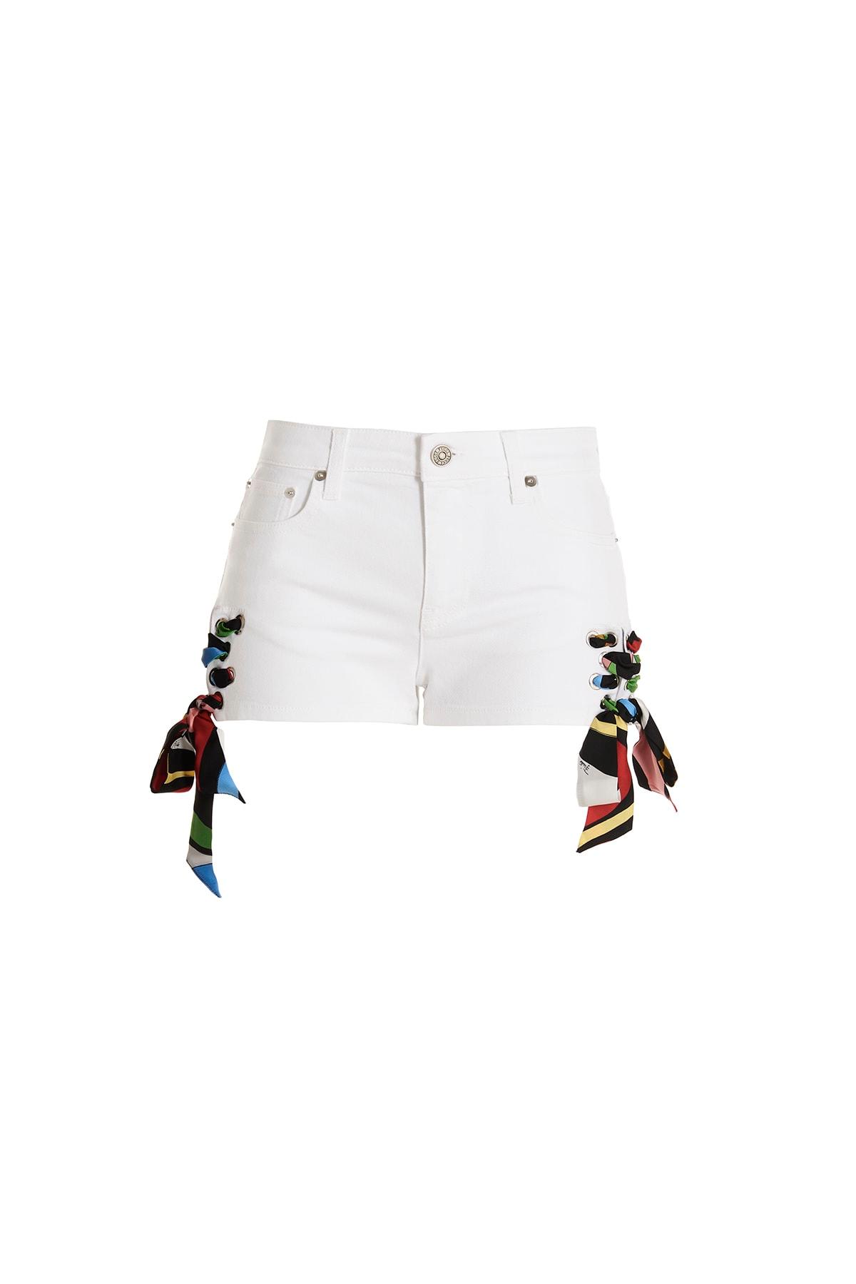 pucci printed bow denim shorts