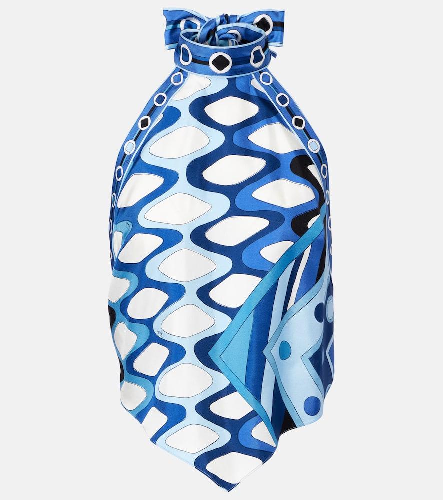 pucci printed cropped silk top