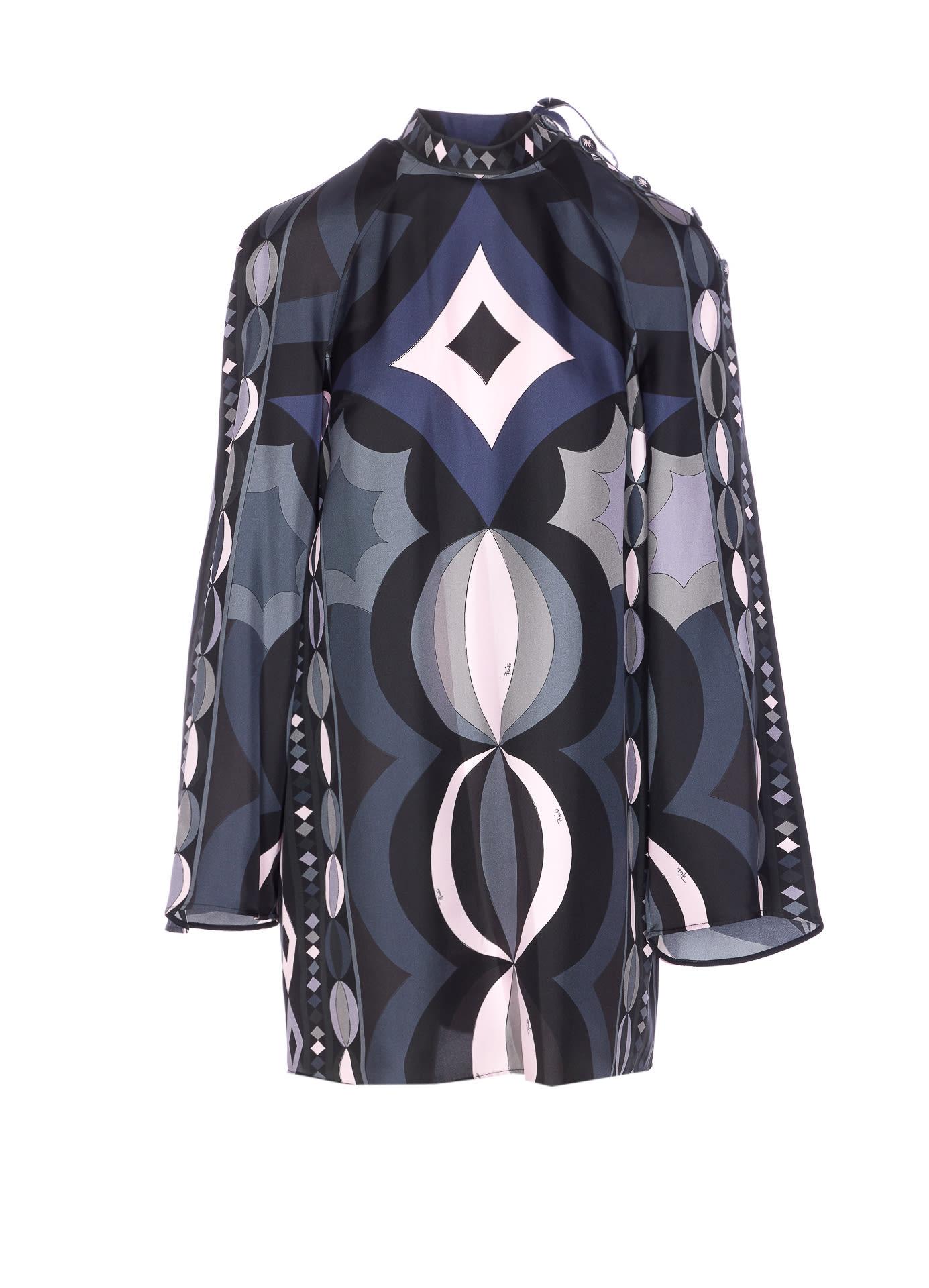 pucci silk dress pesci print