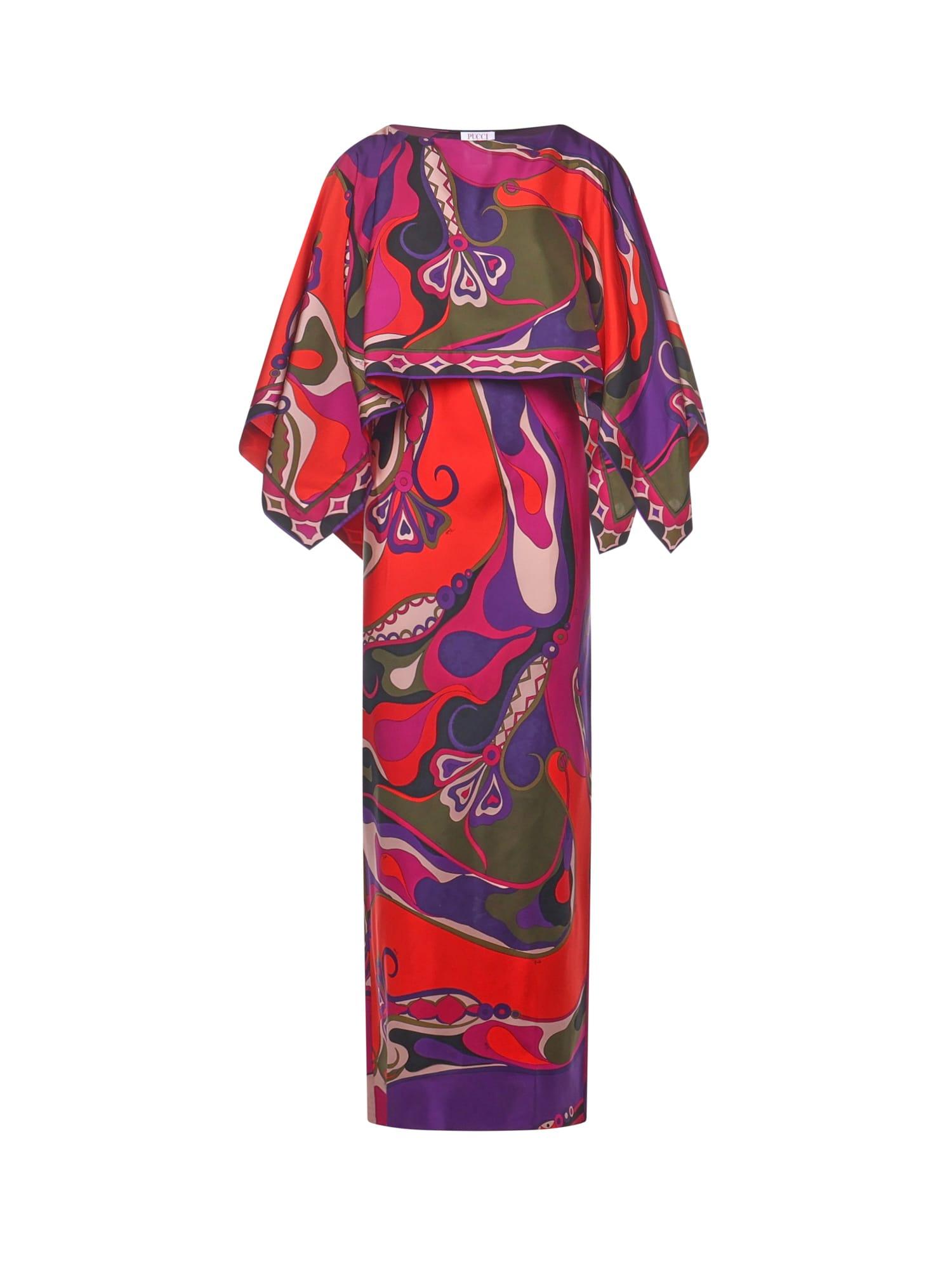 pucci silk twill shawl dress