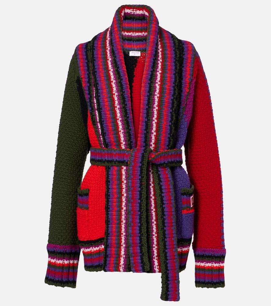 pucci striped wool wrap cardigan
