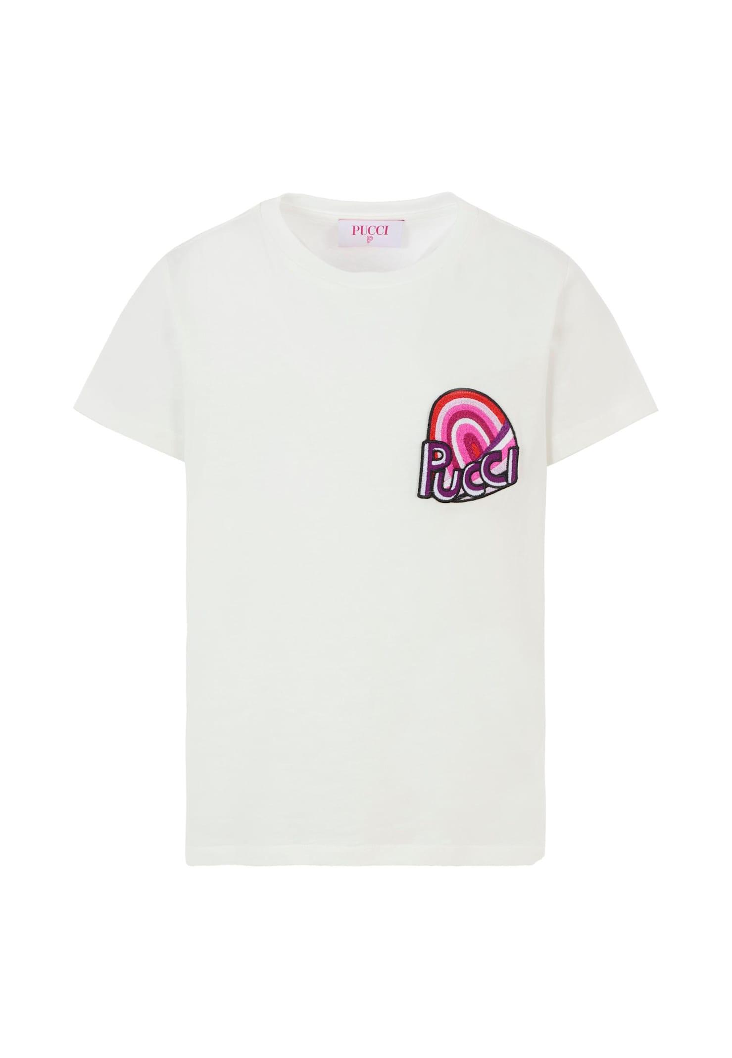 pucci white t-shirt for girl with logo