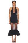 puff hem midi dress