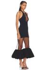 puff hem midi dress