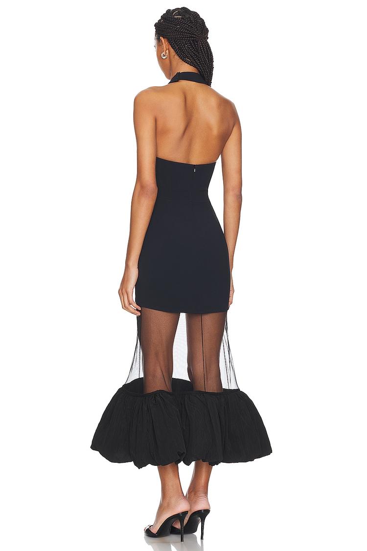 puff hem midi dress