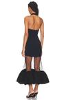 puff hem midi dress