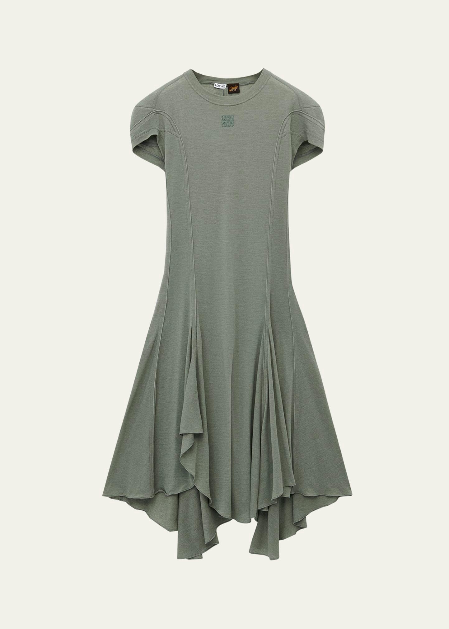 puff-sleeve anagram asymmetric dress