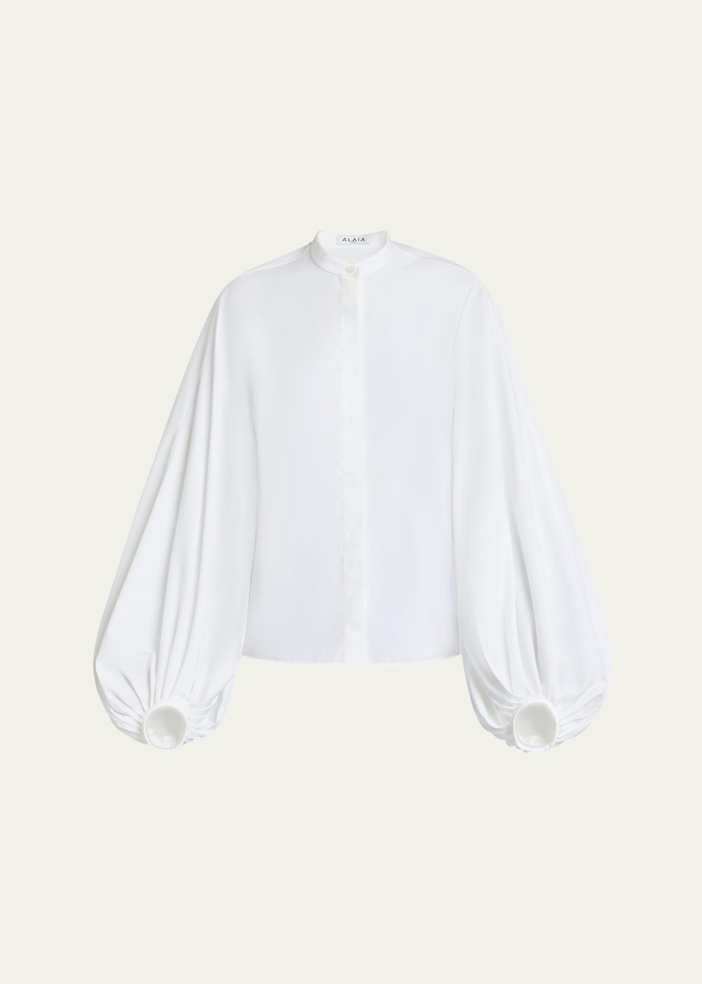 puff sleeve button down blouse