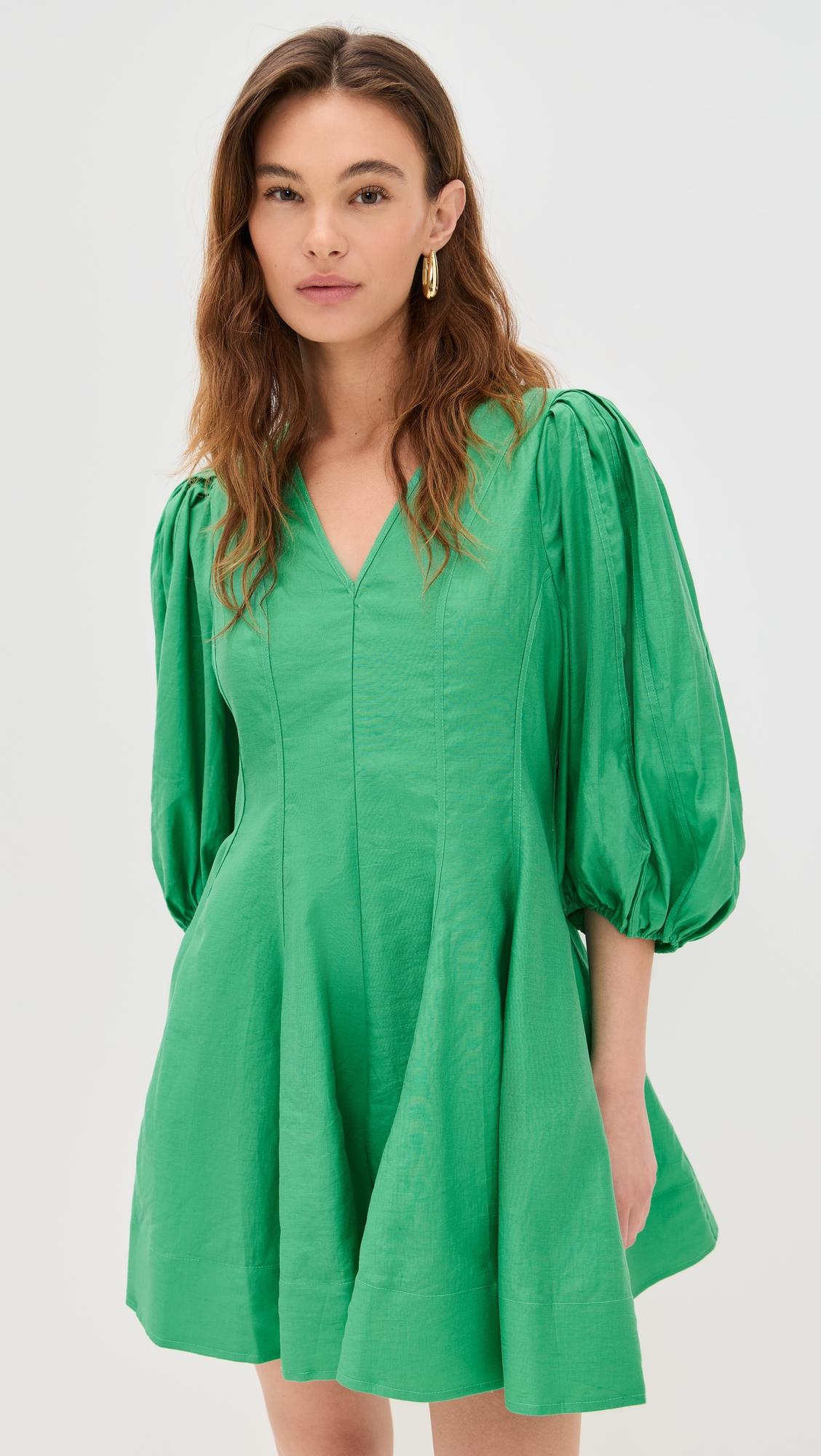 puff sleeve flare mini dress