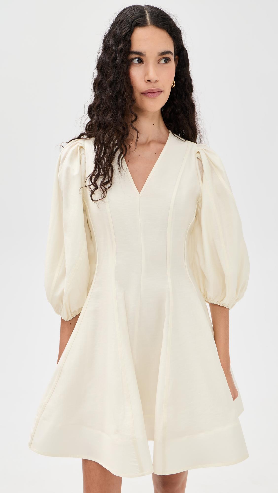 puff sleeve flare mini dress