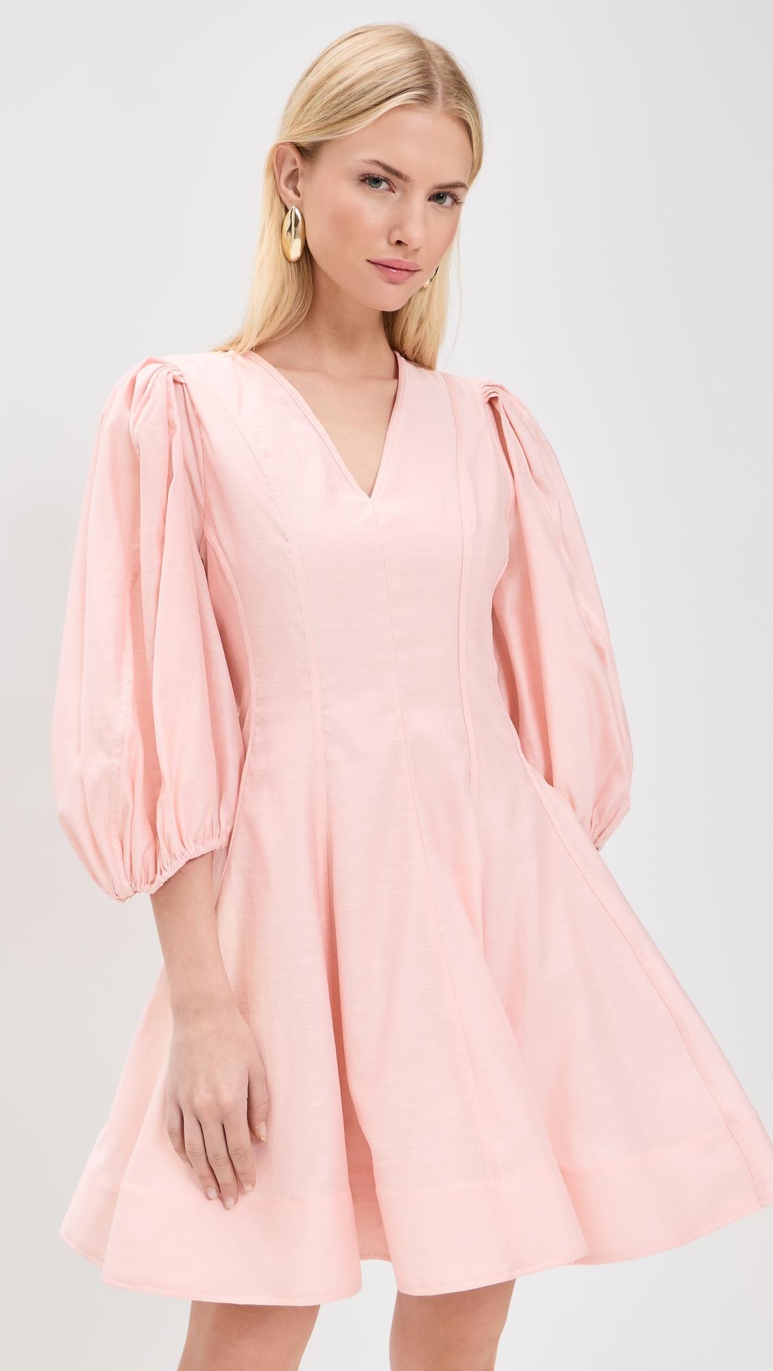 puff sleeve flare mini dress