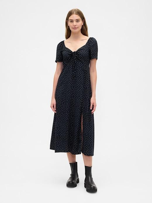 puff sleeve midi dress