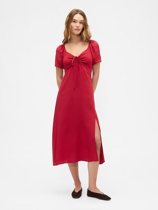 puff sleeve midi dress