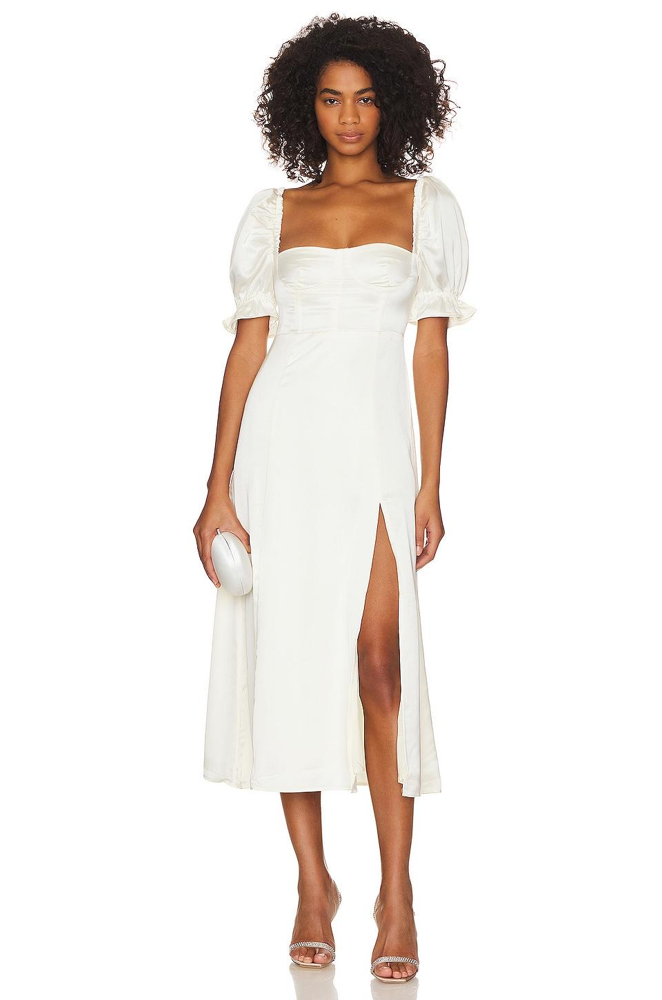 puff sleeve midi dress