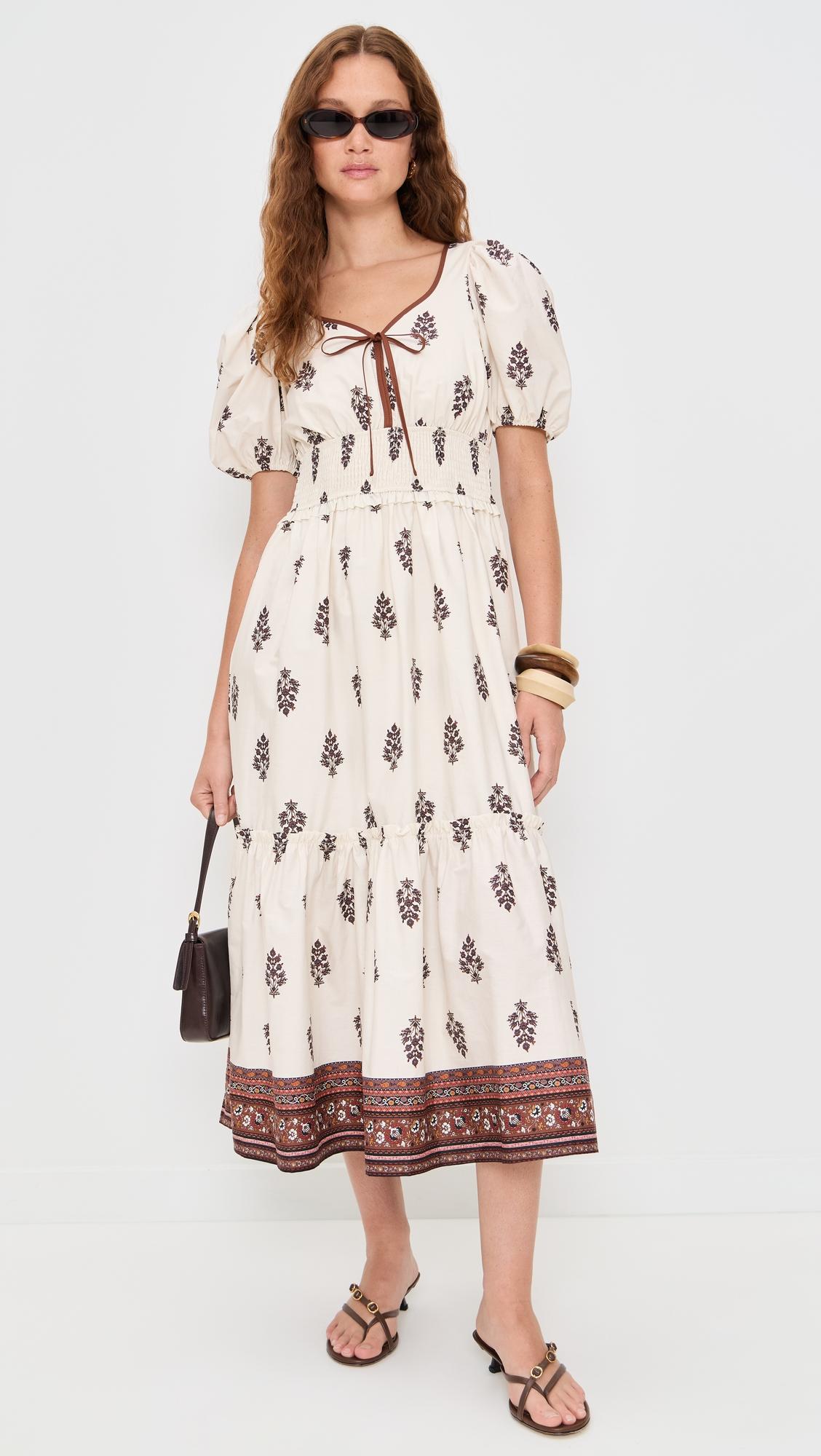 puff sleeve midi dress