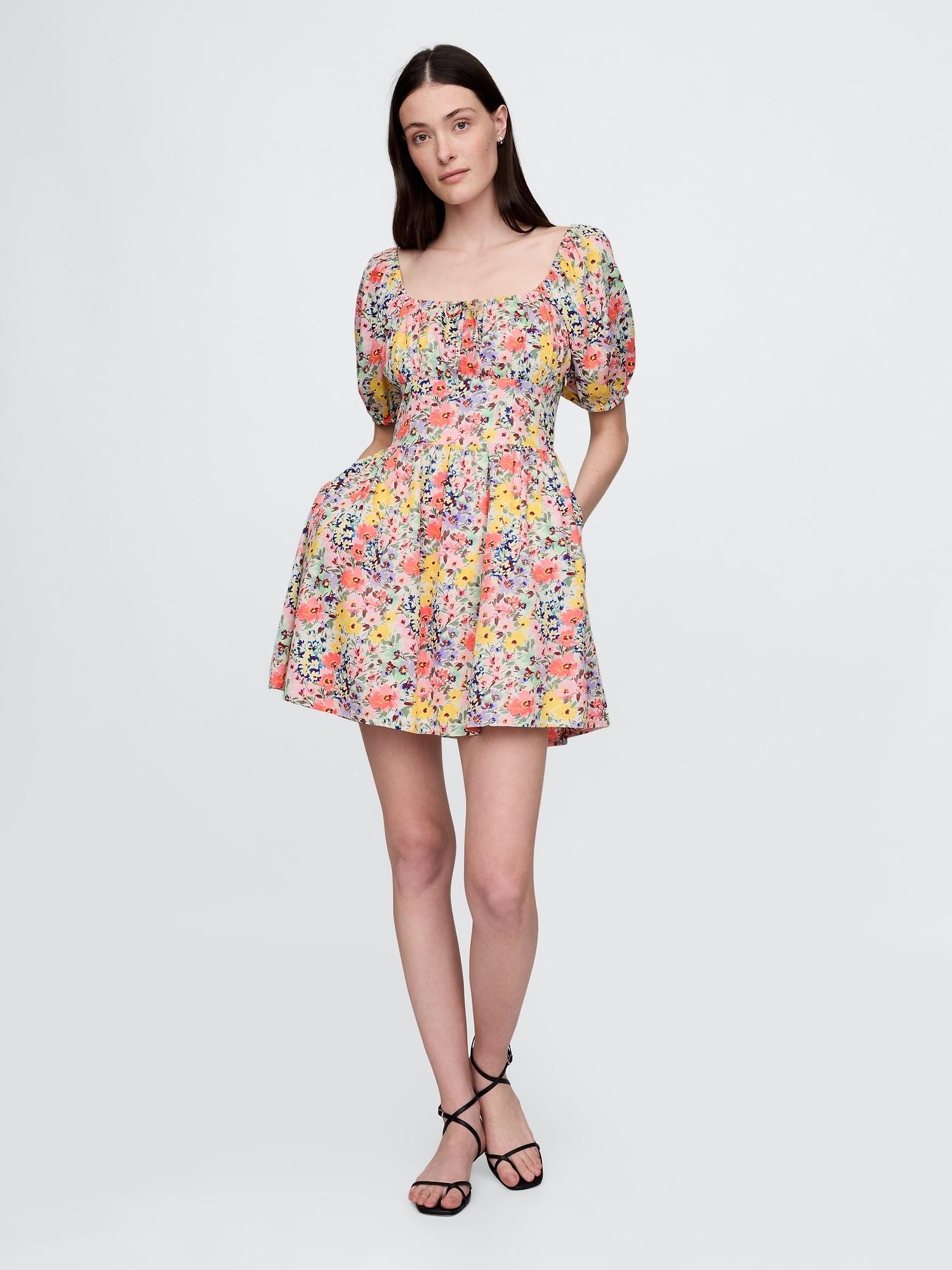 puff-sleeve mini dress