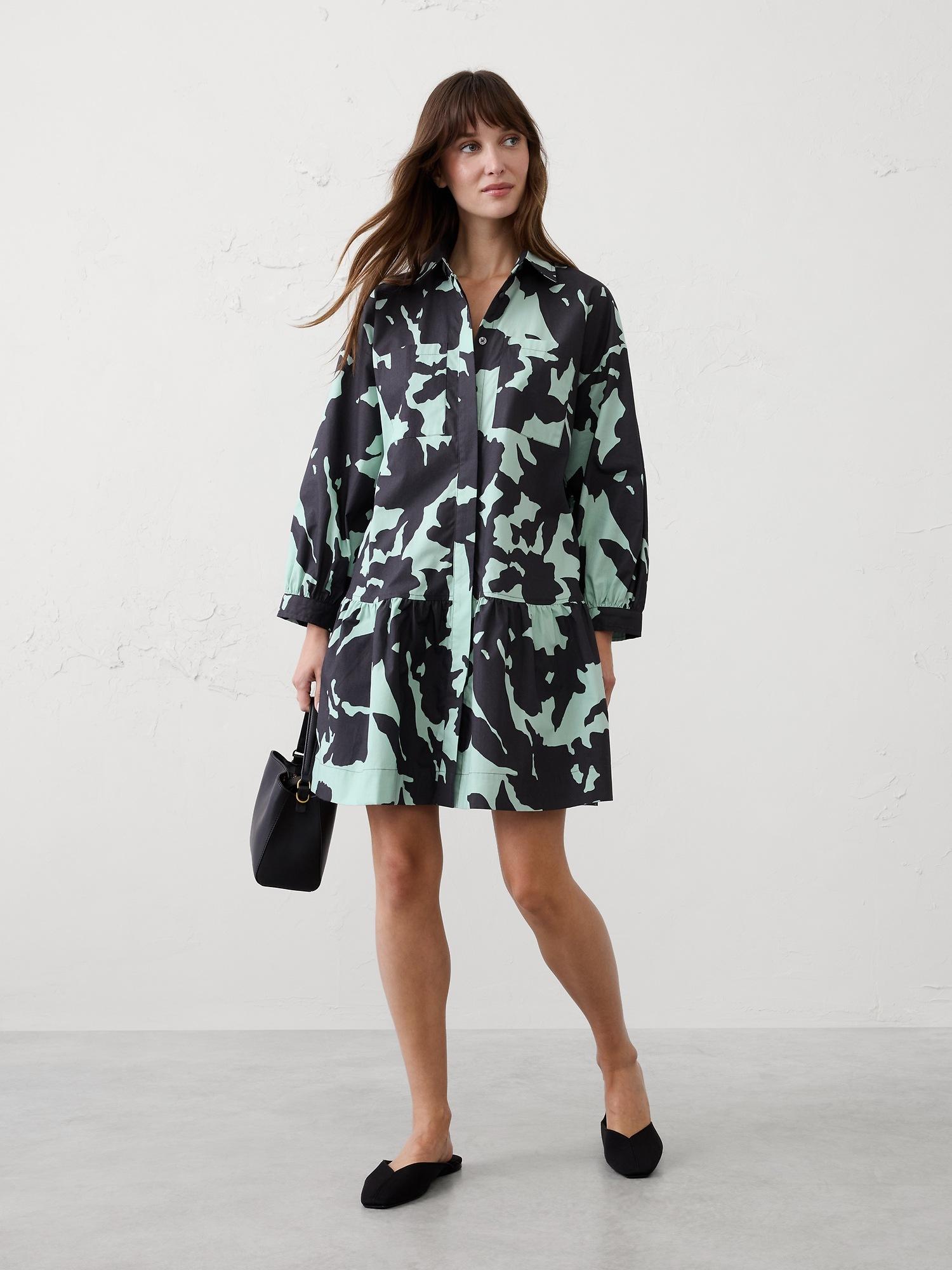 puff-sleeve tiered mini dress