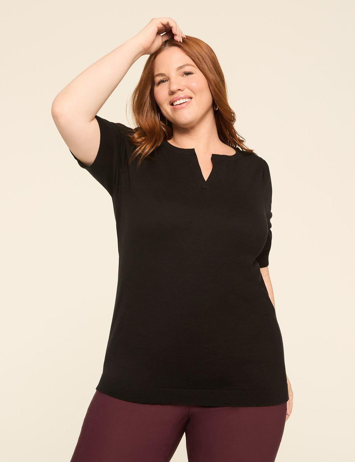 puff-sleeve v-neck sweater