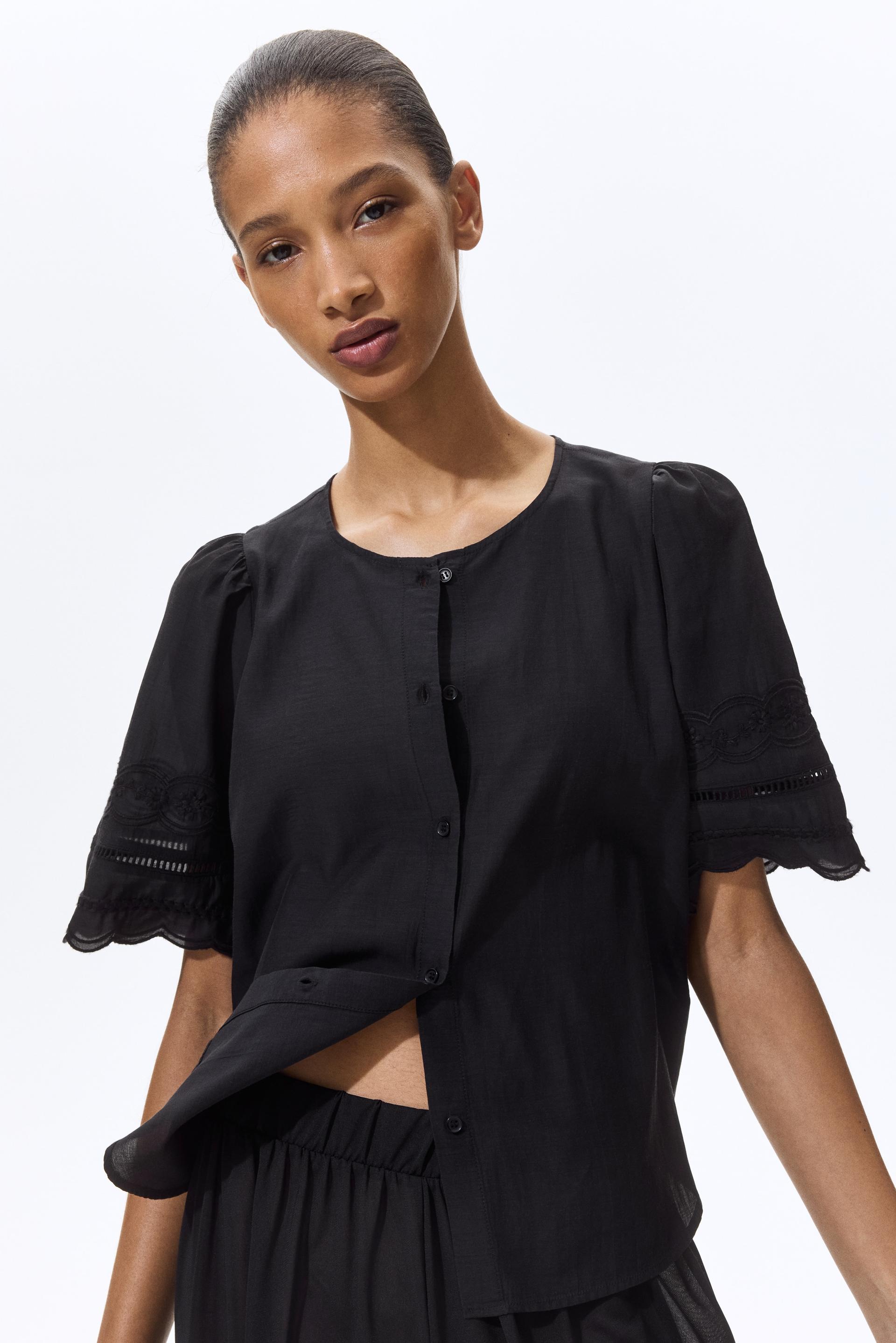 puff-sleeved blouse