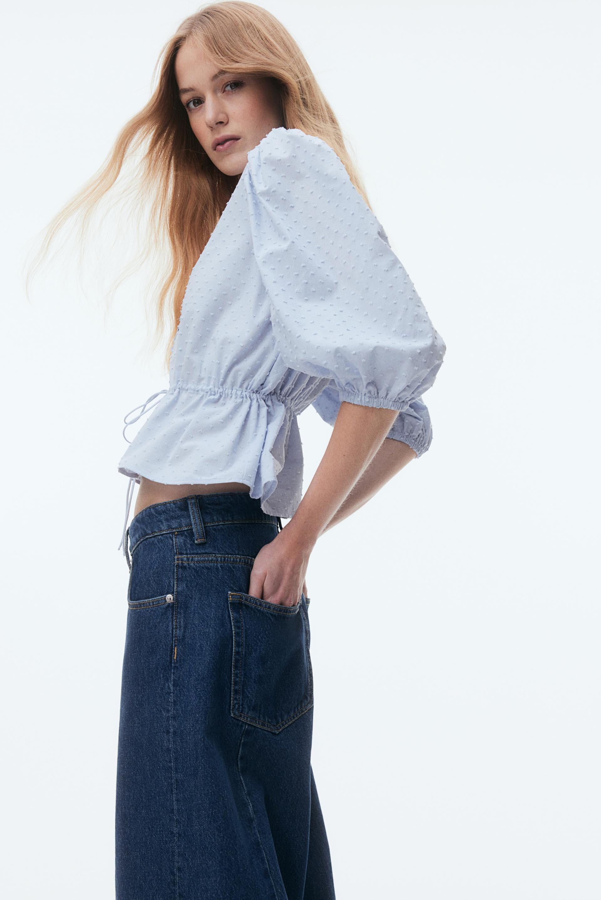puff-sleeved cotton blouse