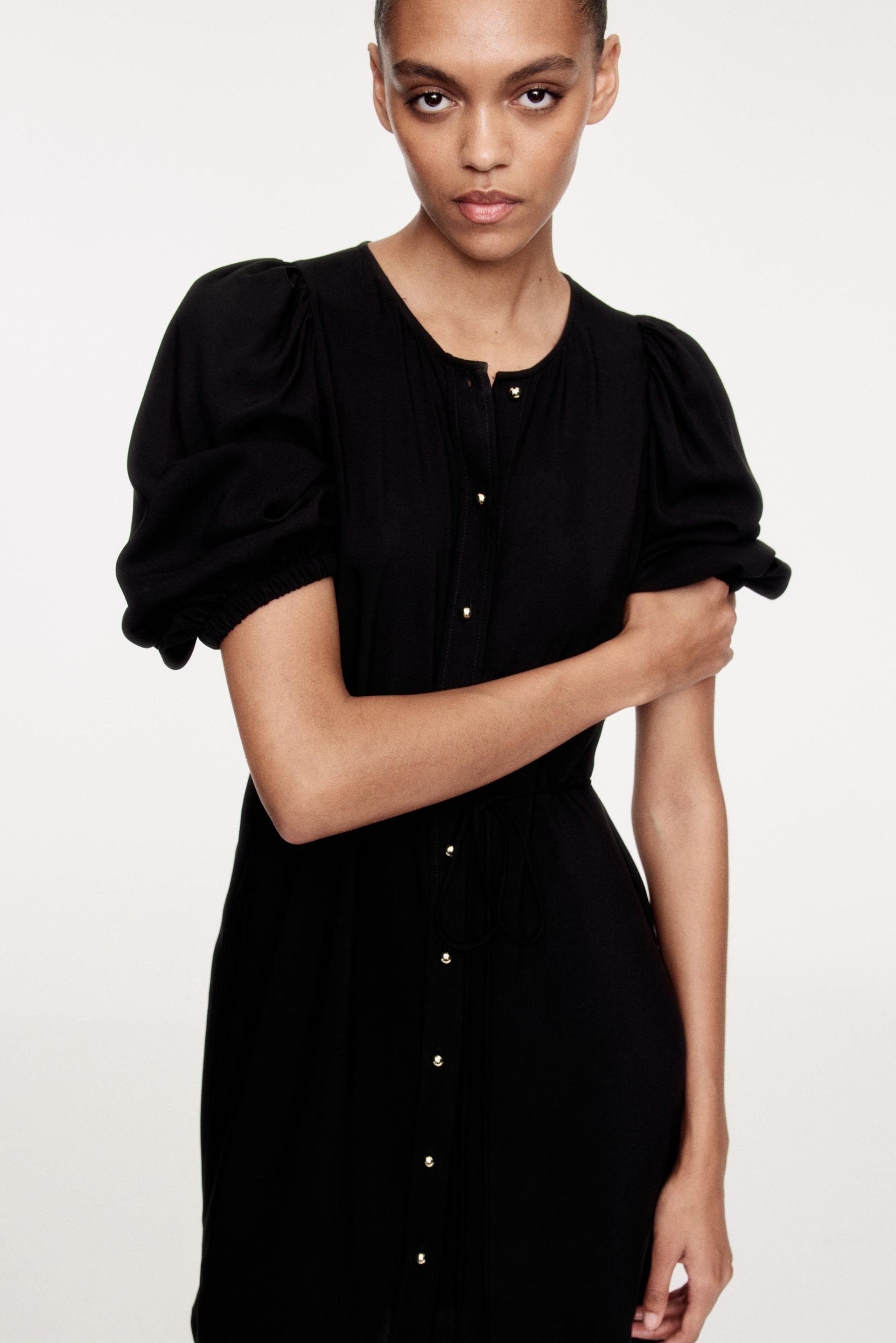 puff-sleeved dress