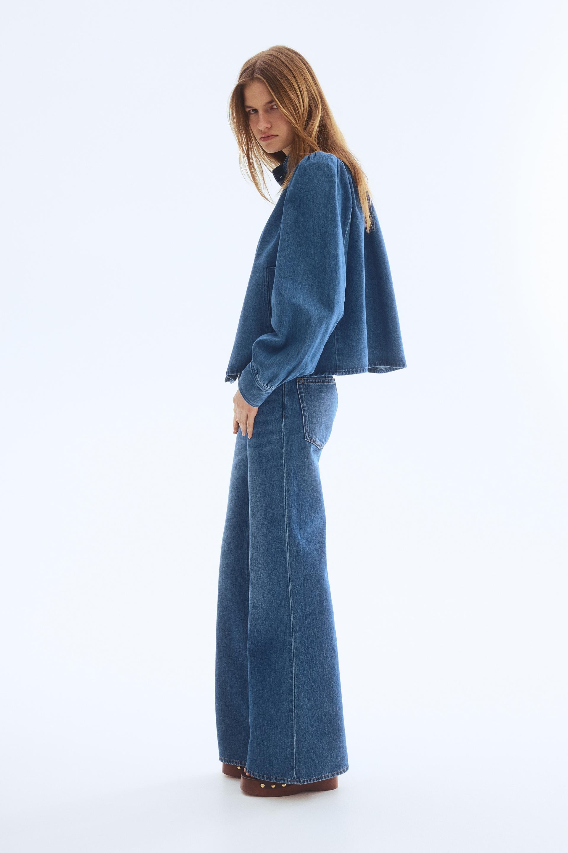 puff-sleeved twill jacket