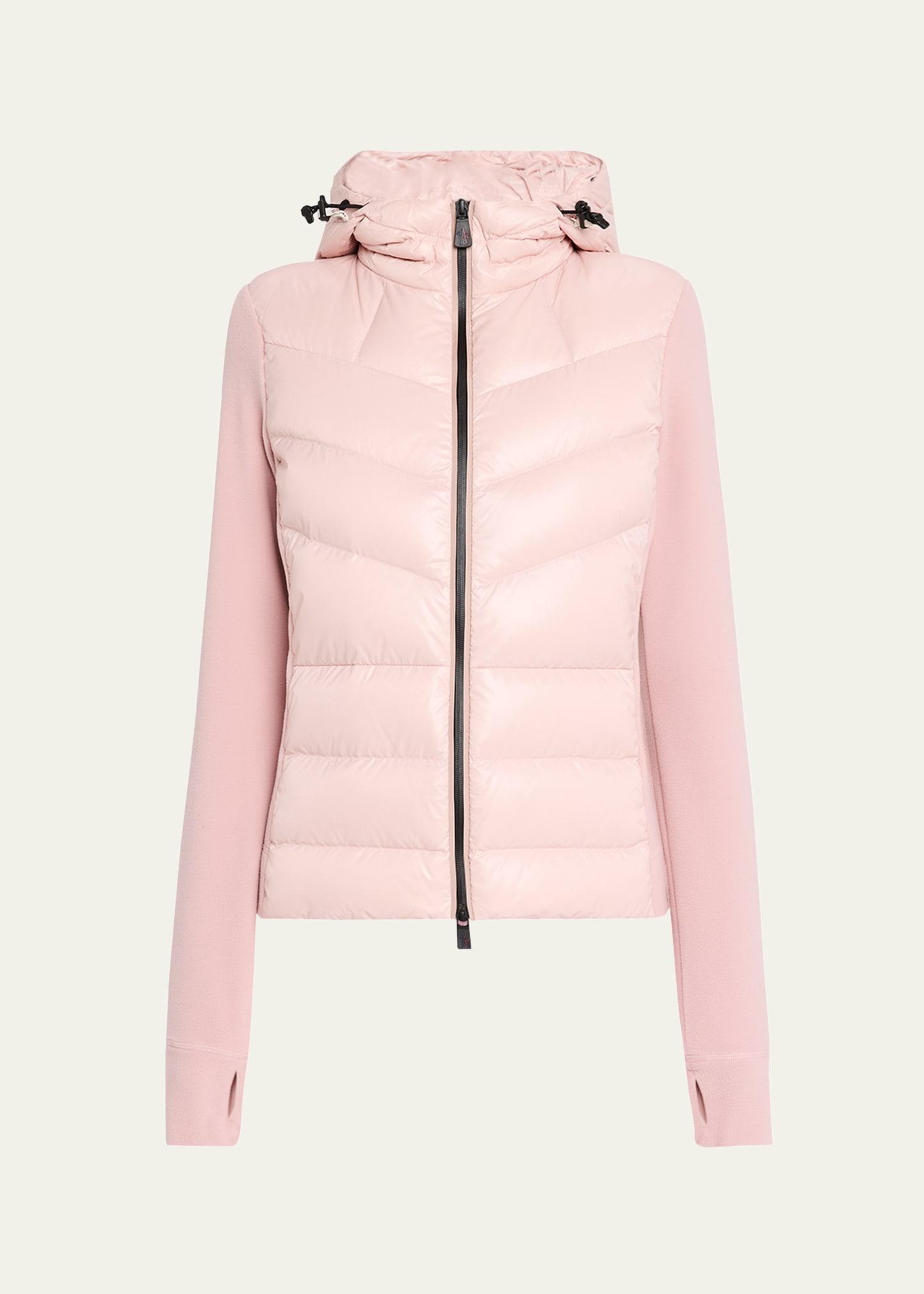 puffer polar fleece zip-up cardigan