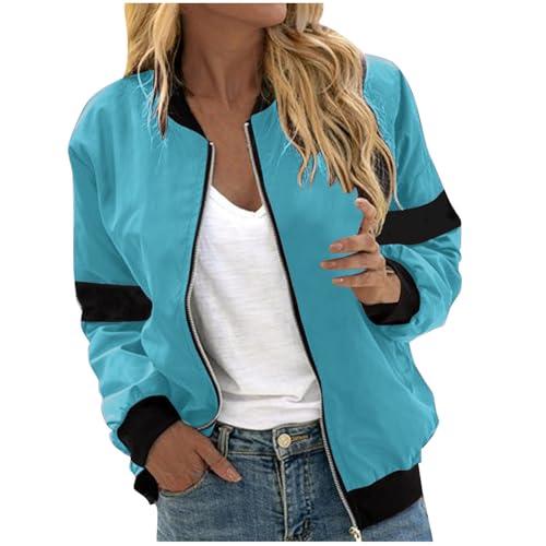 puffer pullover jacket womens, winter coats for women 2025, womens winter coats patchwork color full zipper cardigan jackets long sleeve jacket tops outerwear, blue,large