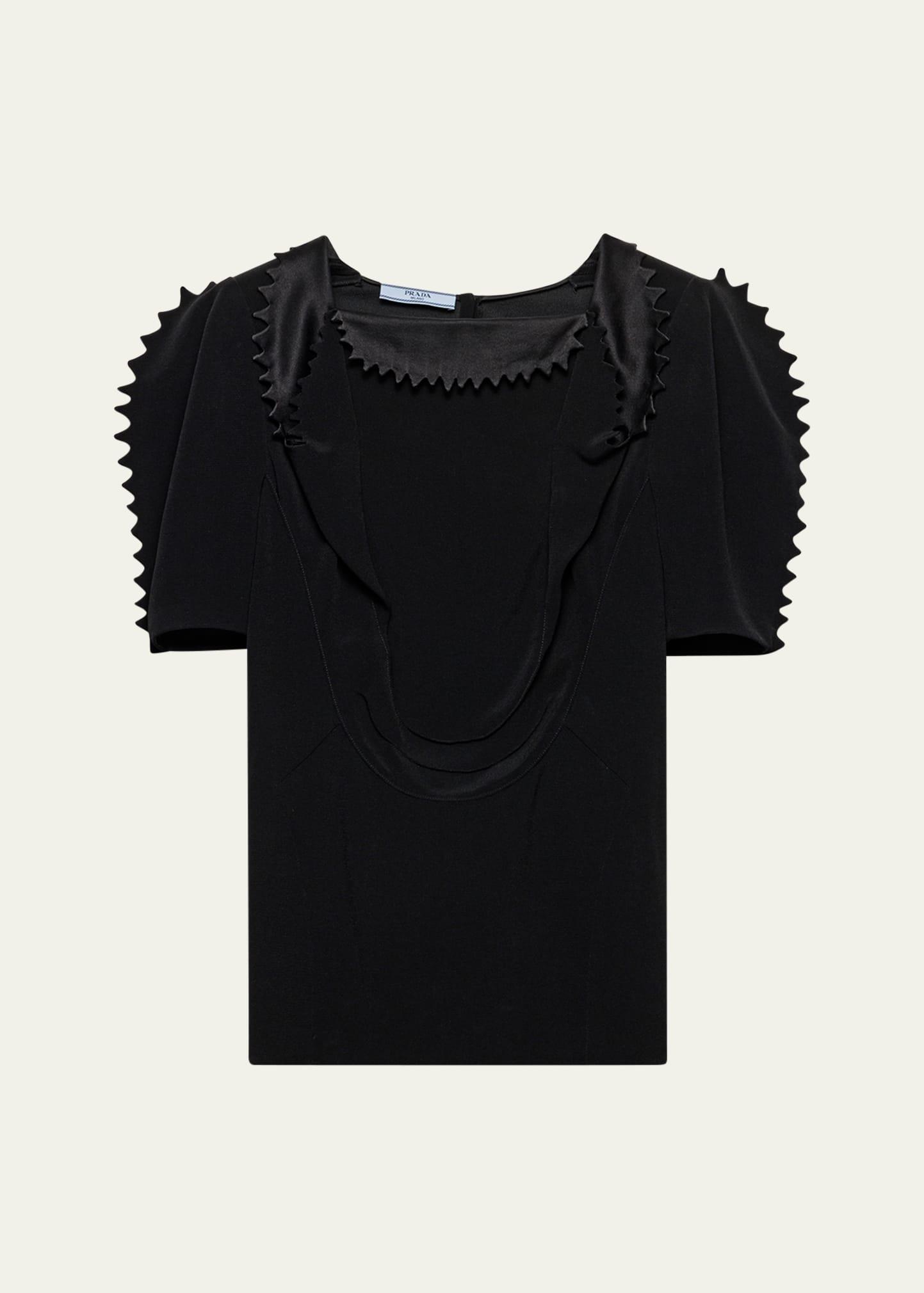 puffy-sleeve cady crepe top