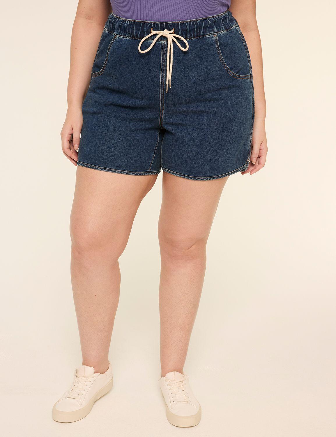 pull-on cloud knit denim short
