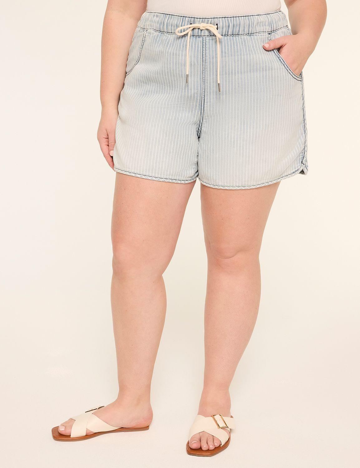 pull-on cloud knit denim short