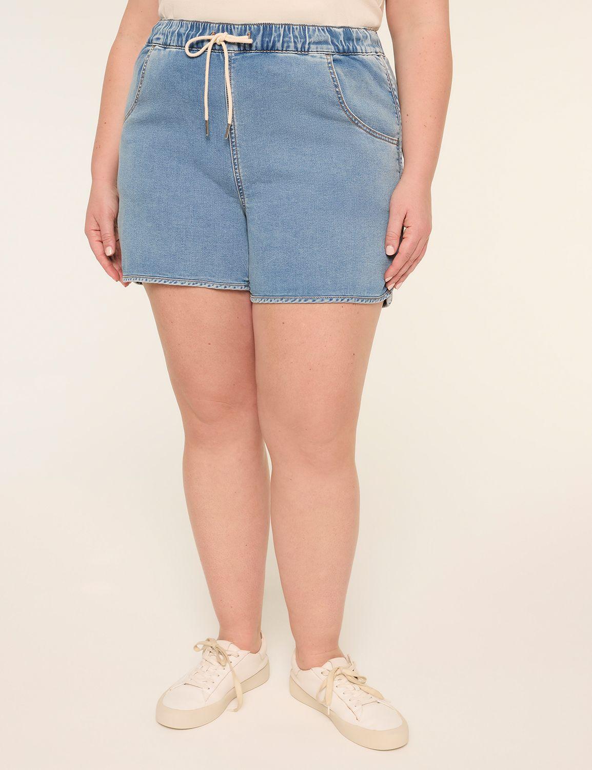 pull-on cloud knit denim short
