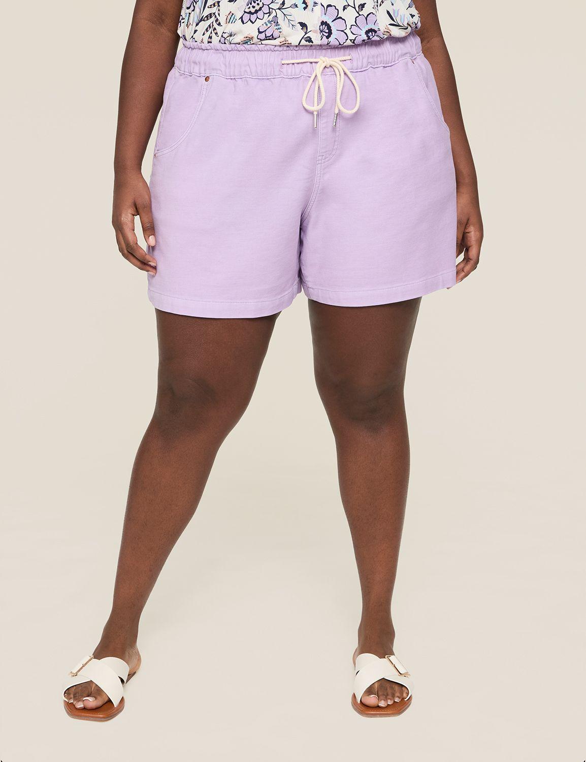 pull-on knit denim shorts - 5.5" inseam