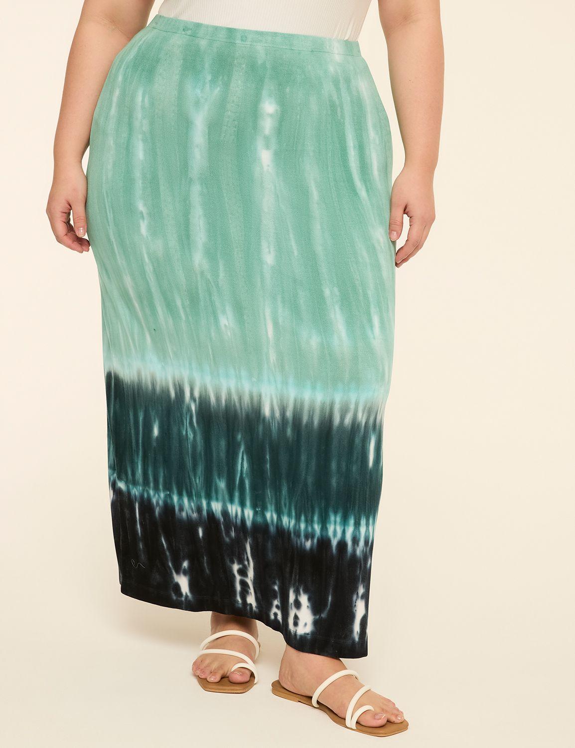 pull-on tie-dye midi skirt