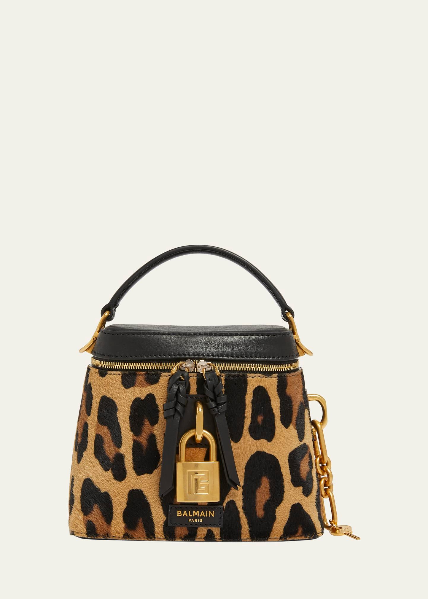 pulse vanity leopard top-handle bag in calf hair