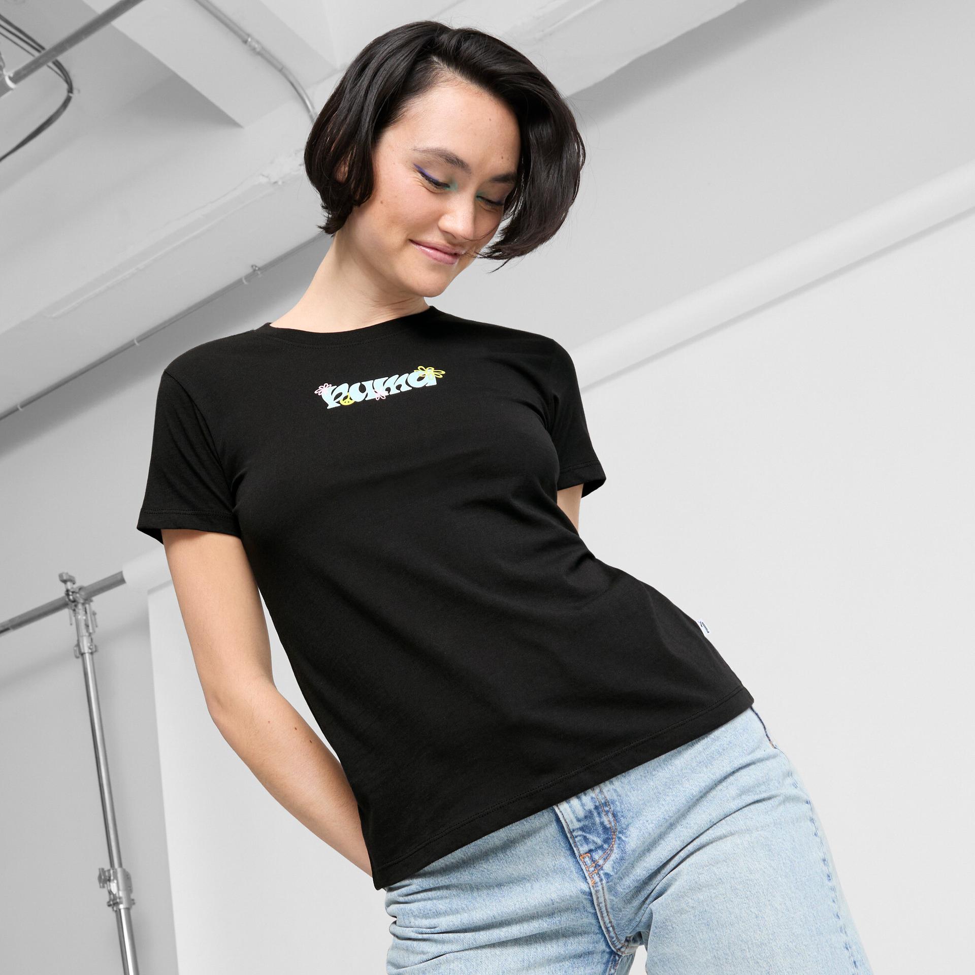 puma 70's women's t-shirt in black, size xs