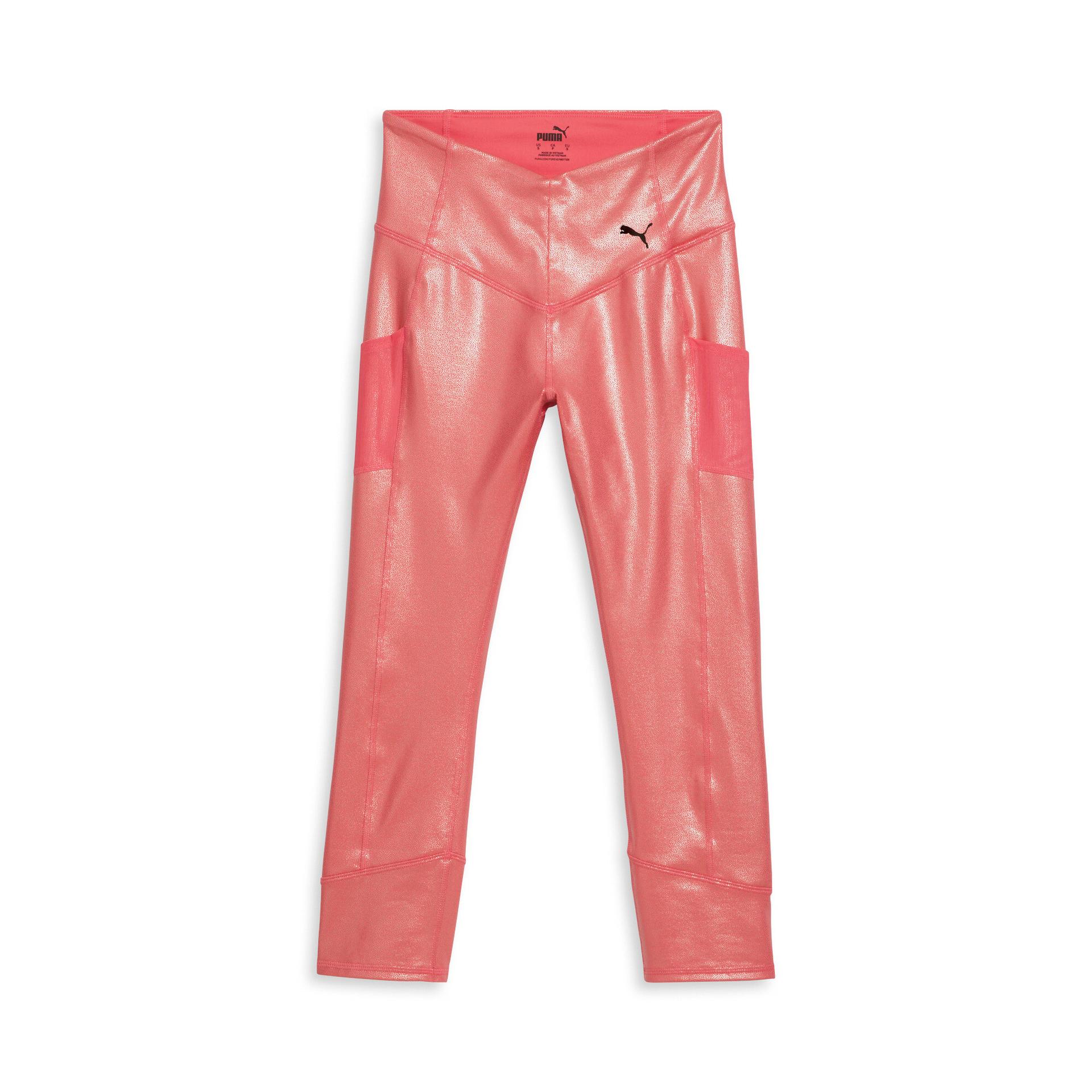 puma all over print 3/4 women's tights in pink, size xs